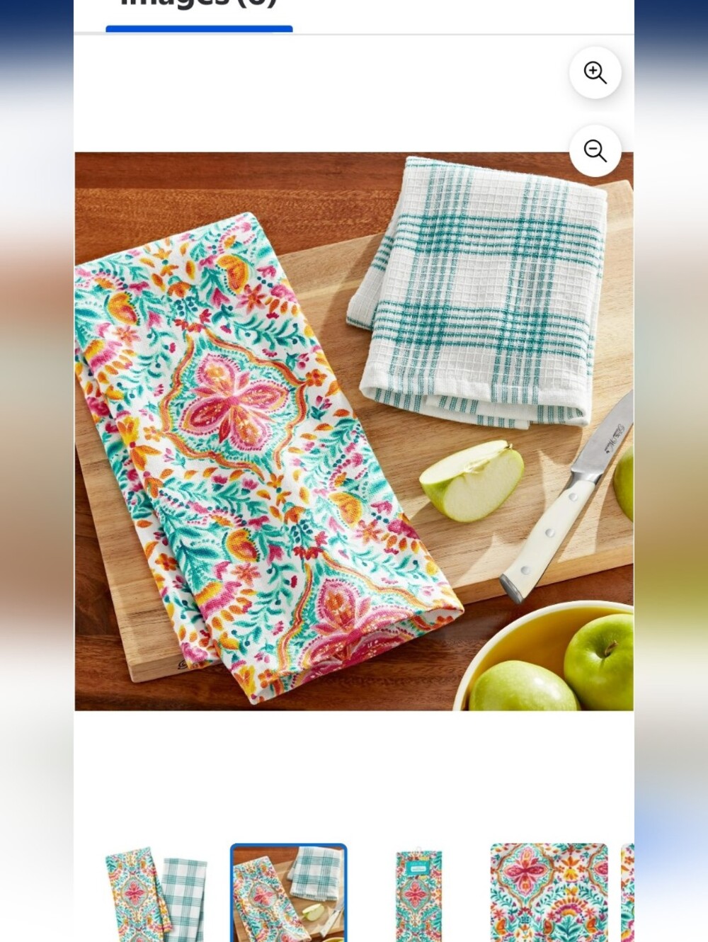 The Pioneer Woman Teal, Coral & Yellow Floral Kitchen Towels Pk Of 2 - Picture 2 of 4